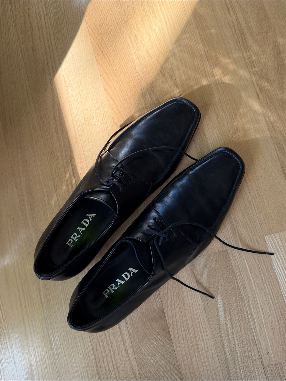 Prada Black Leather Lace-Up Dress Shoes